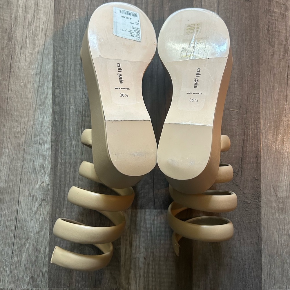 Cult Gaia 🧜♀️ Wrap Gladiator Tan Sandal Platform Wedges Mermaid Bohemian - Picture 7 of 7
